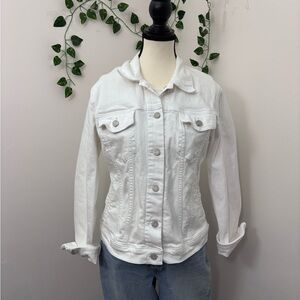 GAP Classic White Spring Icon Denim Jean Jacket Size L